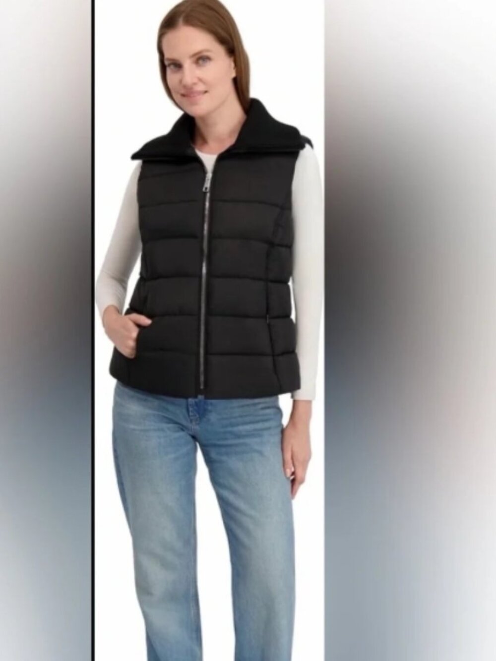 NWT Laundry By Shelli Segal Black Quilted Puffer Vest